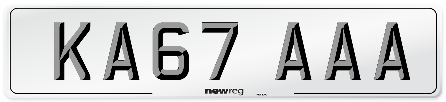 KA67 AAA Number Plate from New Reg